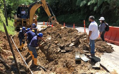 Daño registrado sobre la tubería de aducción de 24 pulgadas que conduce agua cruda de la bocatoma Caraño a la Planta Diviso