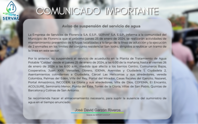 Aviso de suspensión del servicio de agua