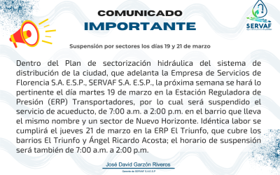 Suspensión por sectores los días 19 y 21 de marzo