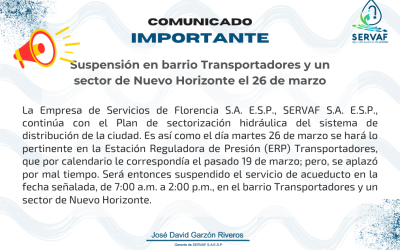 Suspensión en barrio Transportadores y un sector de Nuevo Horizonte